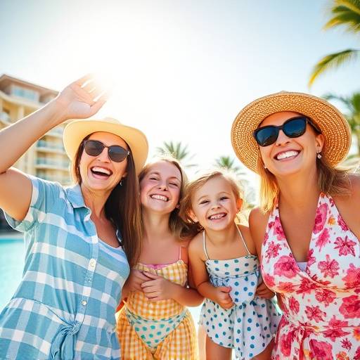 A commercial showing a family enjoying a vacation at a resort.