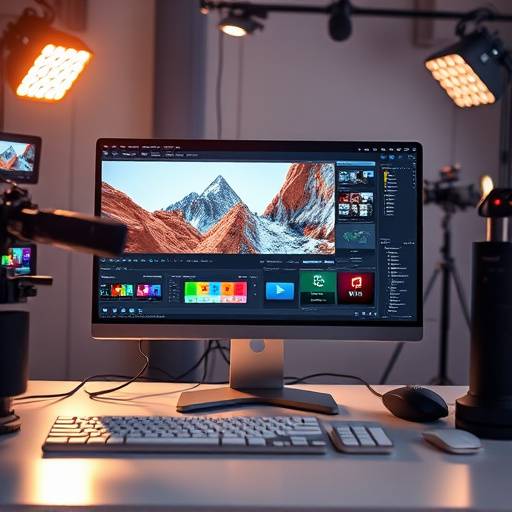 Computer screen displaying animation software in use for creating motion graphics.