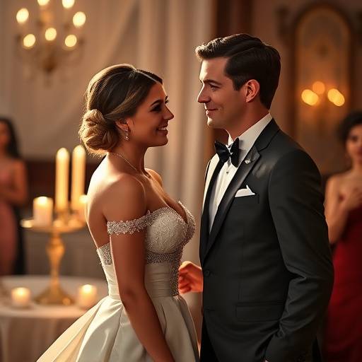 Footage of a fundraising gala with attendees in formal wear.